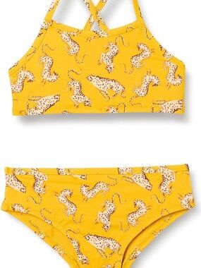 Amazon Essentials Yellow Leopard Print Girls' Bikini Set- size L (9 Years)
